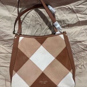 Kate Spade Brown and White Checkered Women's Bag